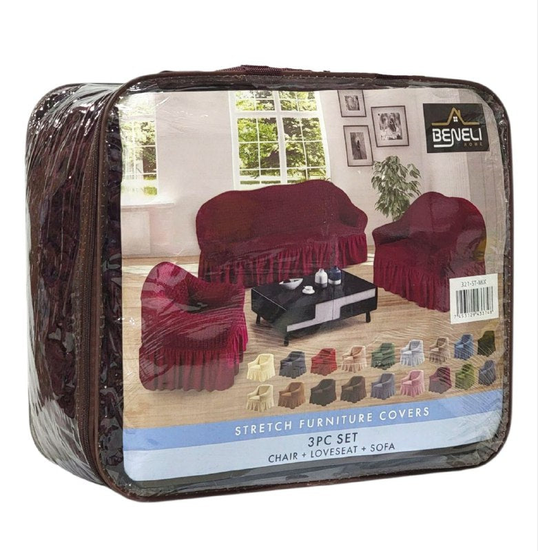 SET DE FORROS ELASTICOS DE MUEBLES, JUEGO DE 3 PIEZAS PARA MUEBLES VARIOS COLORES BENELI HOME