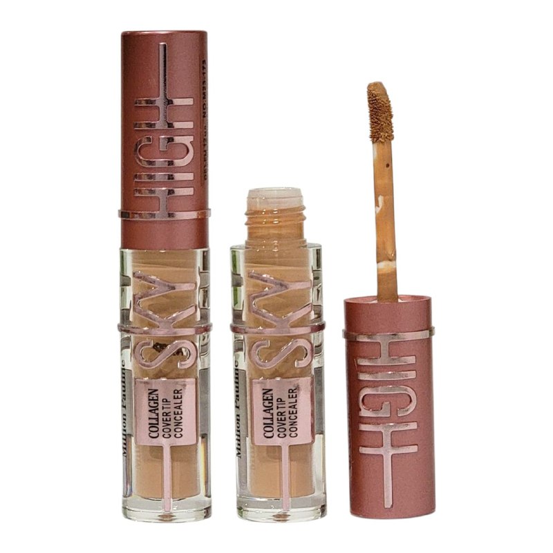 CORRECTOR DE OJERAS DUPE MAYBELLINE SKY HIGH  DE COLAGENO DE LARGA DURACION 24H, FACIL DE APLICAR, NATURAL, IMPECABLE 3 TONOS MILLION PAULINE SKY HIGH 12ML