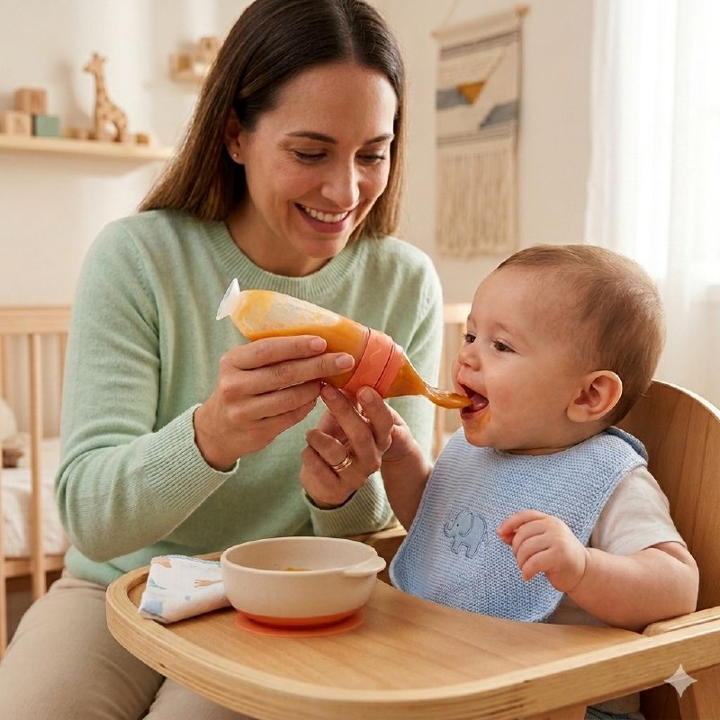 CUCHARA DE SILICONA DISPENSADORA DE ALIMENTOS PARA BEBES GENIAL 105ML