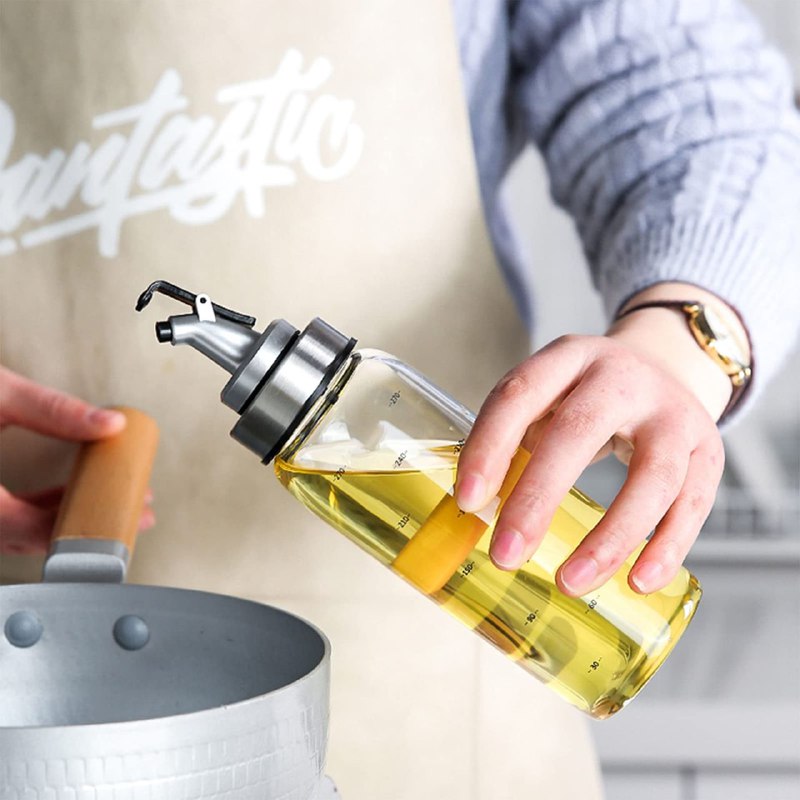 BOTELLA DISPENSADORA DE ACEITE, DISPENSADOR MULTIFUNCIONAL ACEITE, VINAGRE Y SALSA DE JOYA, A PRUEBA DE FUGAS, VIDRIO RESISTENTE, ACERO INOXIDABLE DURADERO, FACIL RELLENADO EXCALIBIR 250ML