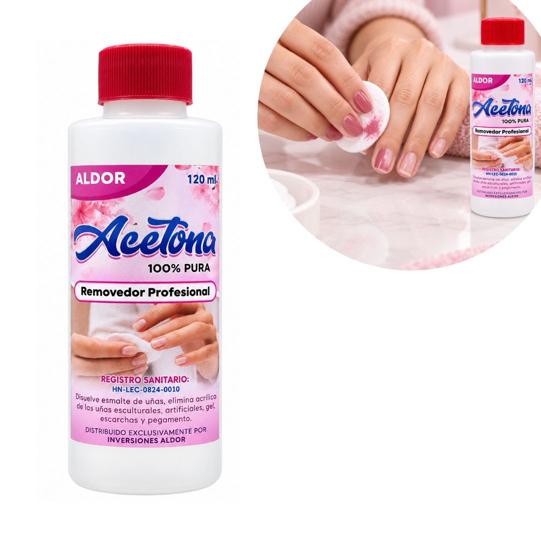 REMOVEDOR PROFESIONAL DE ACETONA 100% PURA ALDOR 120ML
