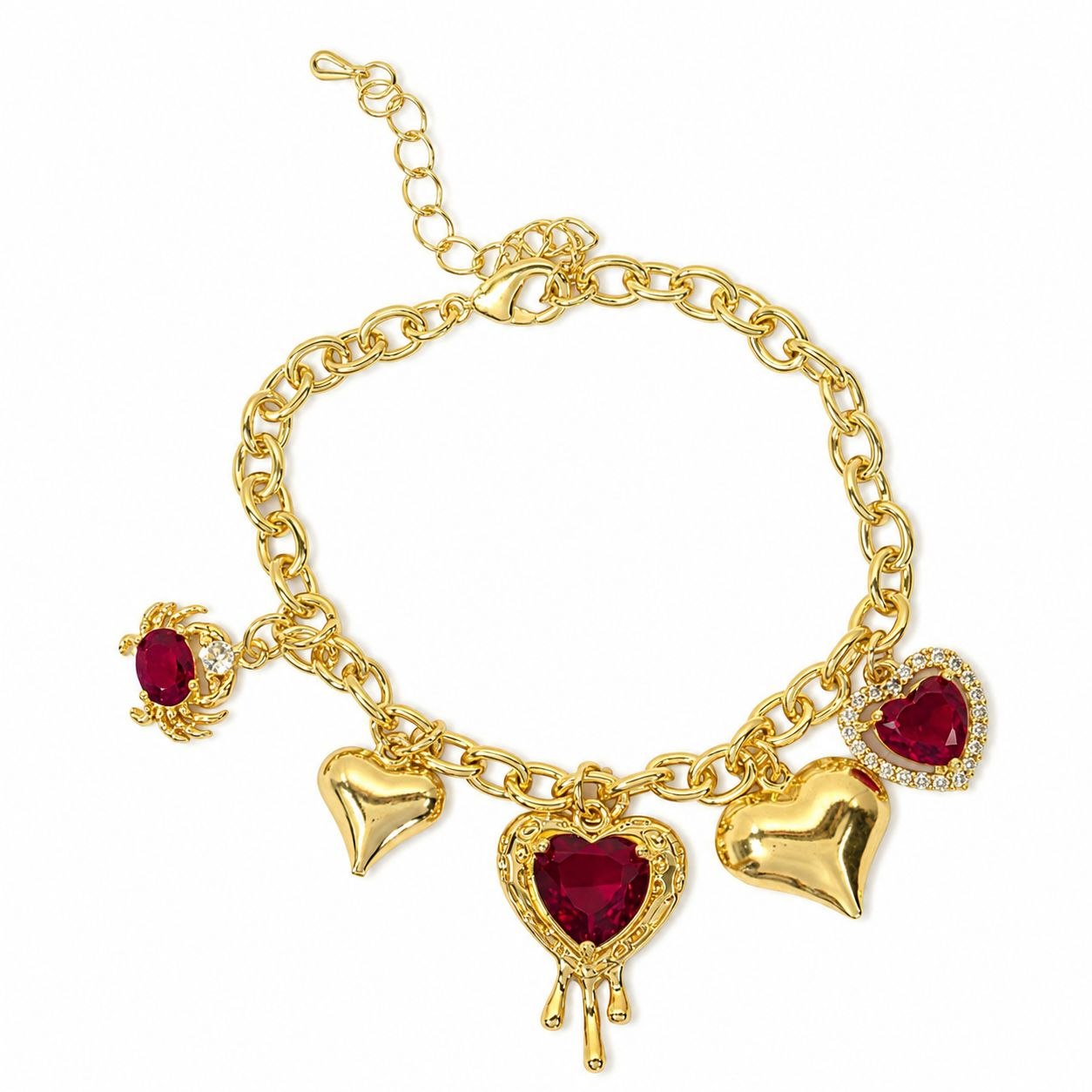 PULSERA DE ENCHAPE PARA DAMA CON DISEÑO DE CORAZONES