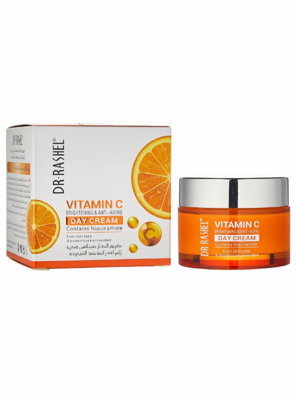 CREMA FACIAL DE DIA ILUMINADORA Y ANTIENVEJECIMIENTO CON VITAMINA C NIACINAMIDA Y COLAGENO DR RASHEL 50G