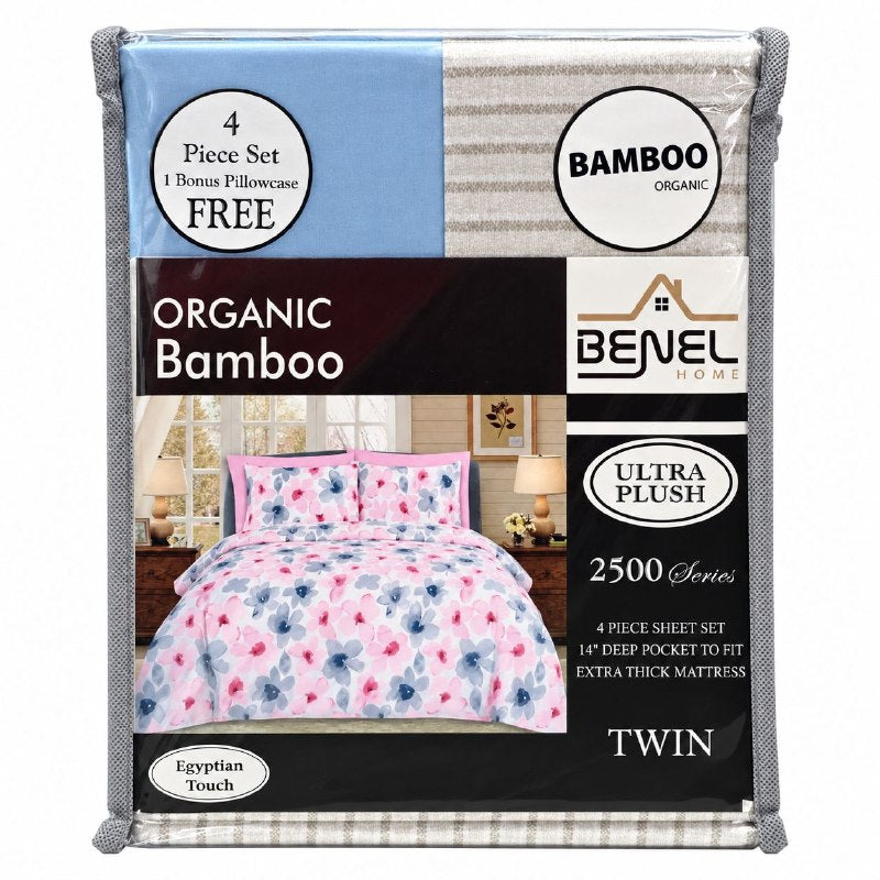 JUEGO DE SABANAS INDIVIDUAL DE 4 PIEZAS DE MICROFIBRA Y BAMBU BENELI HOME