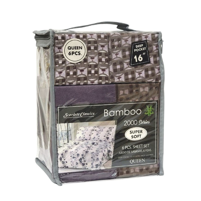JUEGO DE SABANAS CAMERA DE 6 PIEZAS QUEEN SCARLETT CLASSICS BAMBOO, 54 ESTILOS