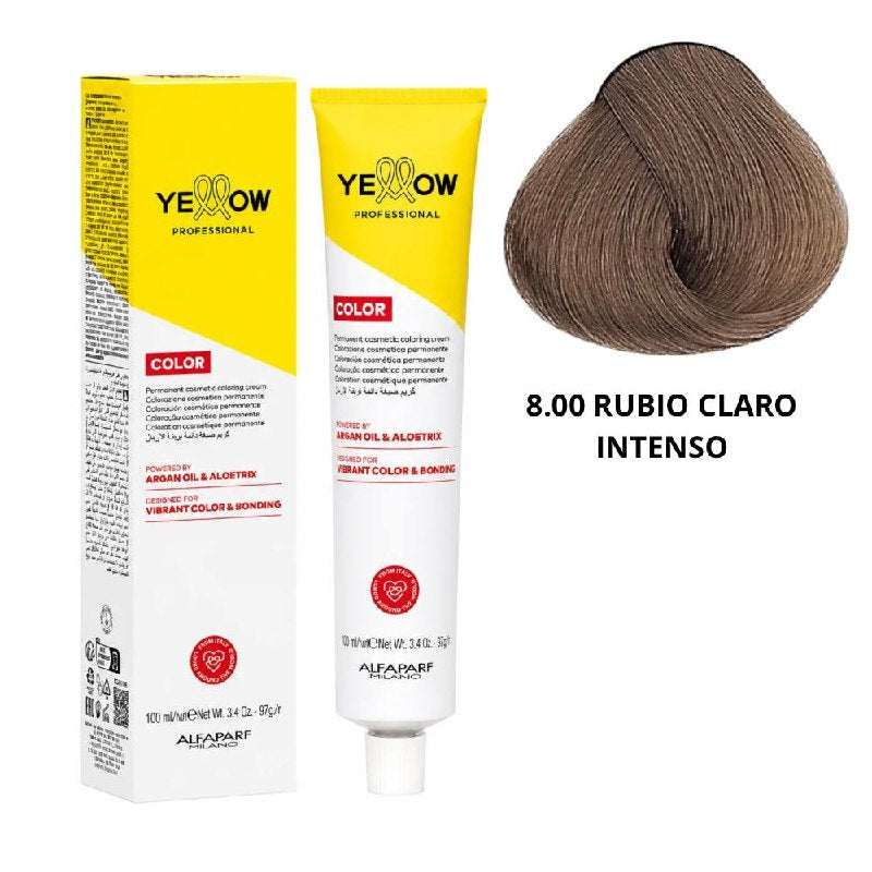 TINTE PERMANENTE PARA EL CABELLO CON ACEITE DE ARGAN Y ALOETRIX TONO 8.00 RUBIO CLARO INTENSO ALFAPARF 100ML