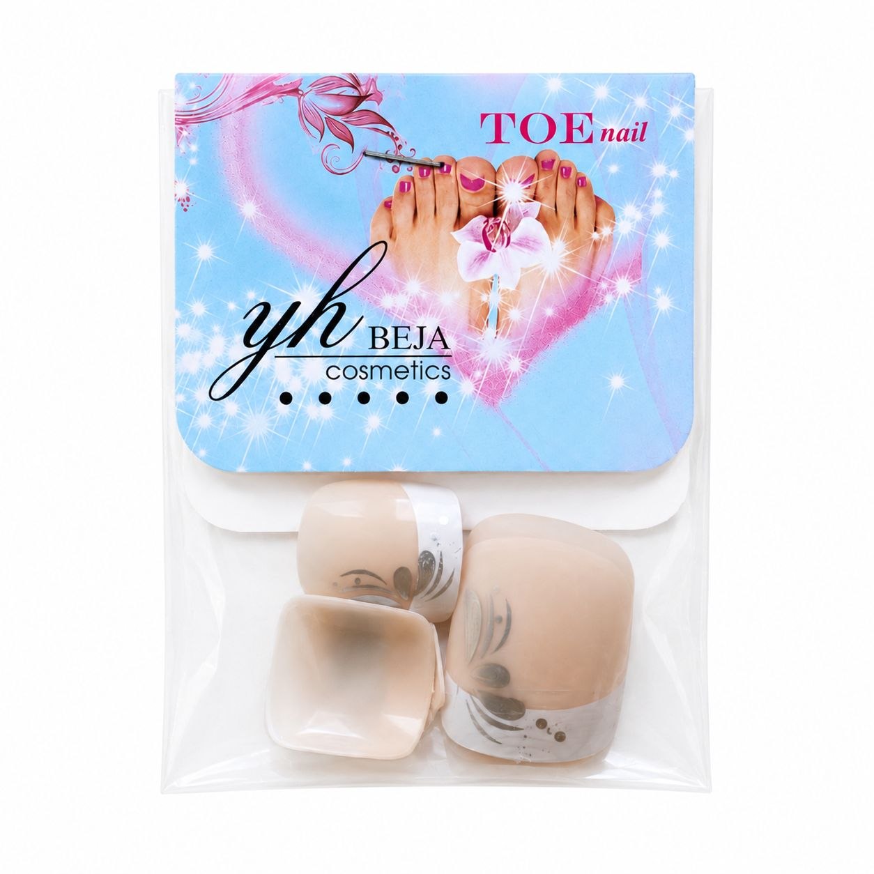 UÑAS POSTIZAS PARA PIES CON DISEÑOS YH BEJA COSMETICS