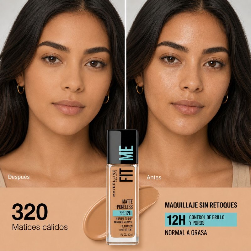BASE DE MAQUILLAJE FIT ME MATTE 310 SUN BEIGE MAYBELLINE NEW YORK 30ML