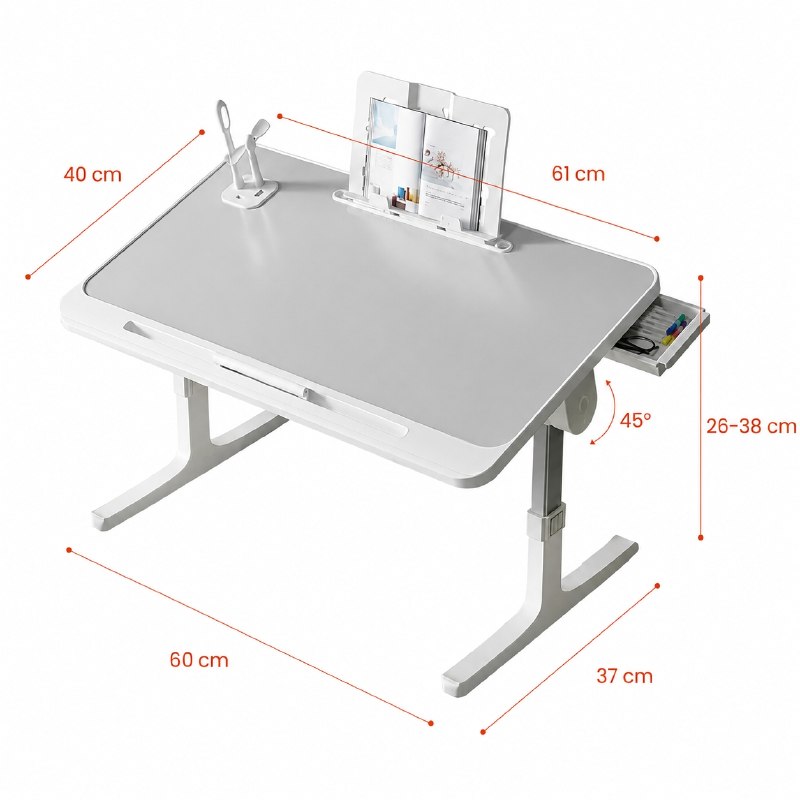 MESA PLEGABLE PARA CAMA Y ESCRITORIO PORTATIL AJUSTABLE 40X60X38CM