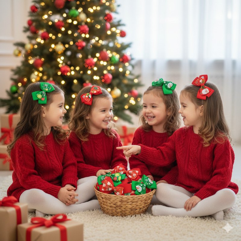 GANCHO PARA EL CABELLO NAVIDEÑOS PARA NIÑAS ELEGANTES FESTIVOS EN PAQUETE DE 12UND 13X9CM