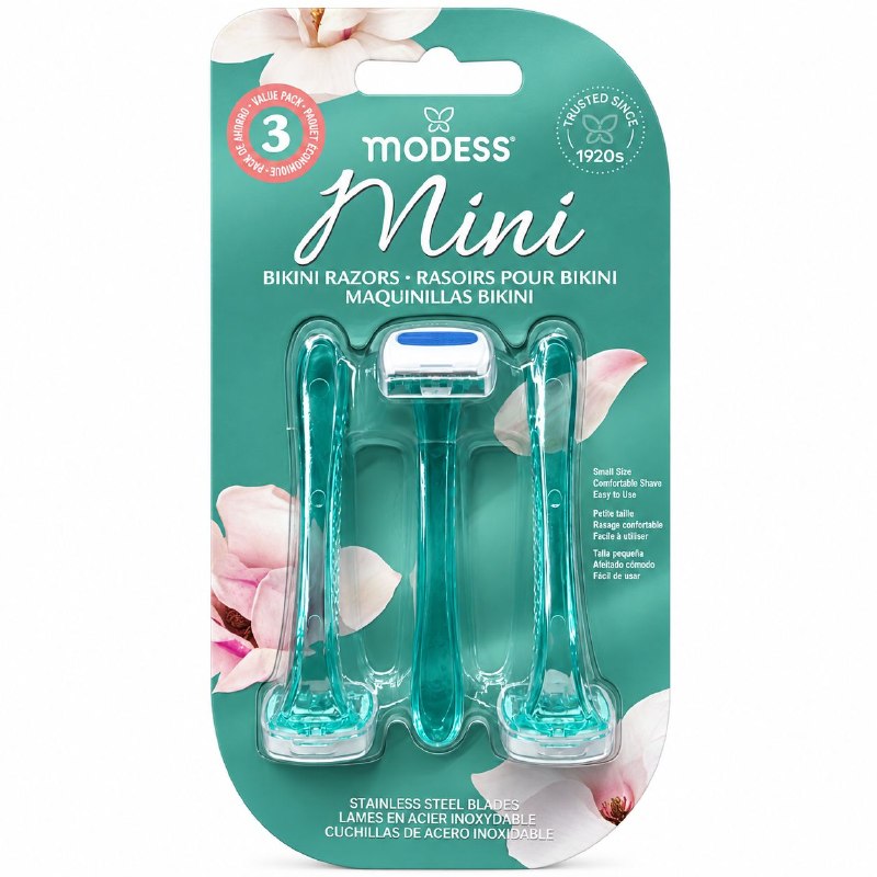 SET DE 3 RASURADORAS AFEITADORAS FEMENINAS DE PRECISION DE ACERO INOXIDABLE MODESS