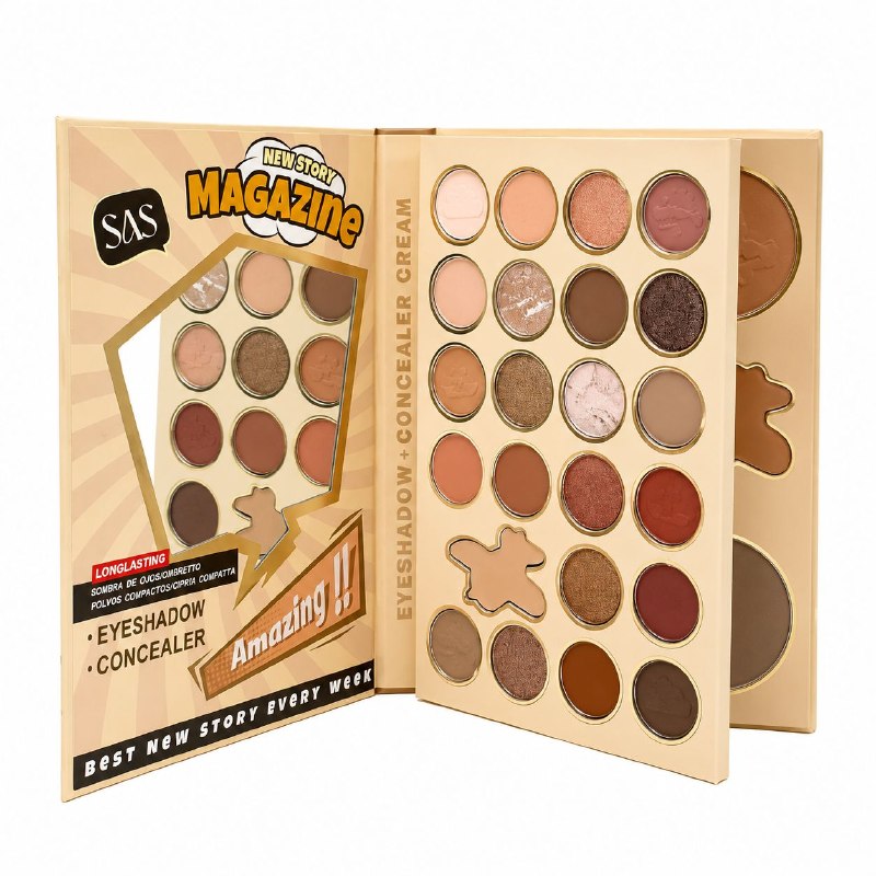 PALETA DE MAQUILLAJE MULTIFUNCIONAL ESTILO LIBRO CON ESPEJO INTEGRADO SAS