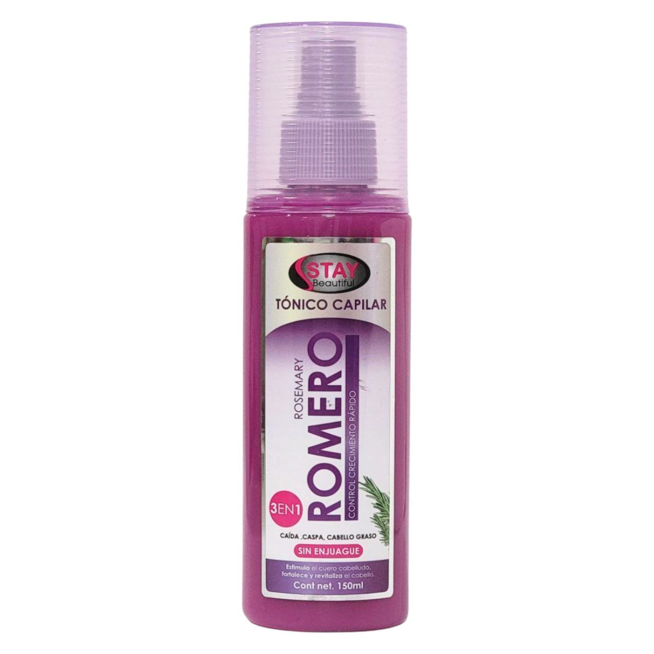 TONICO PARA EL CABELLO 3 EN 1 DE ROMERO PARA CRECIMIENTO ANTICAIDA Y ANTICASPA STAY BEAUTIFUL 150ML