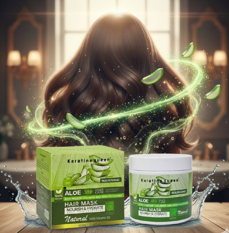 MASCARILLA PARA EL CABELLO CON ALOE VERA COLAGENO Y QUERATINA NUTRE E HIDRATA KERATINE QUEEN 800ML