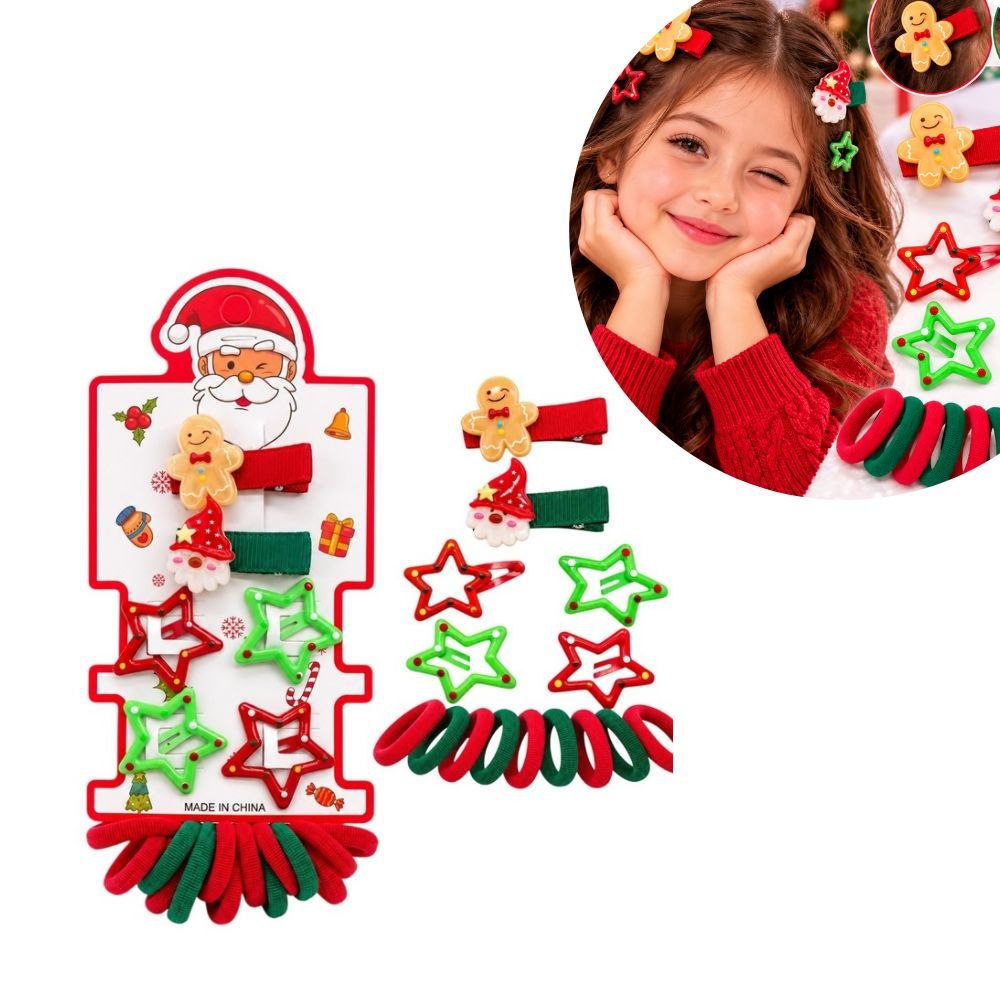 SET DE ACCESORIOS NAVIDEÑOS PARA EL CABELLO WEI YA 6PCS