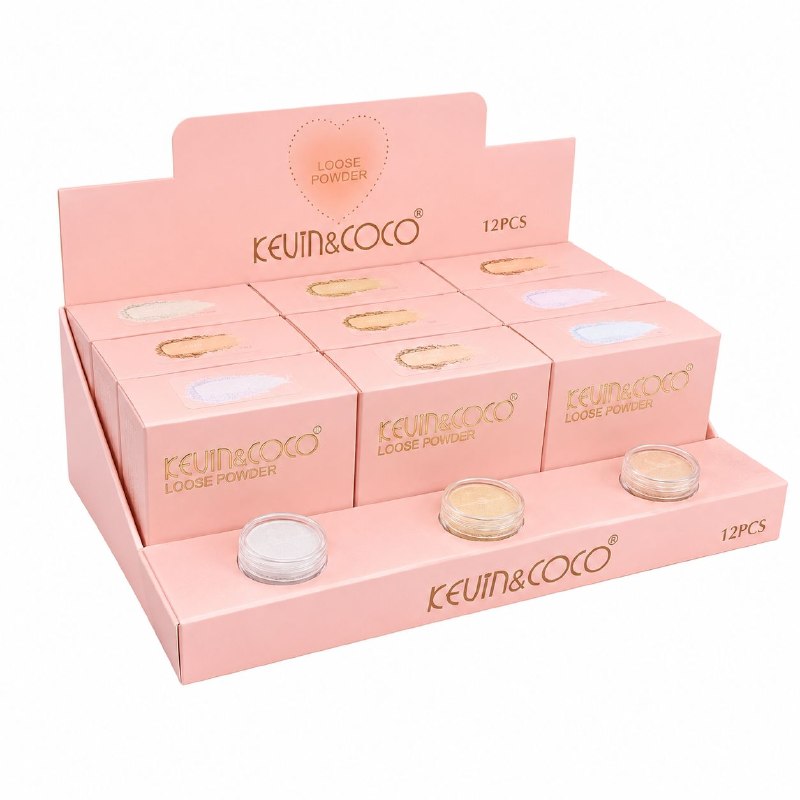 POLVO FACIAL SUELTO EN FORMA DE CORAZÓN CON ESPEJO Y APLICADOR KEVIN&COCO 3.5G