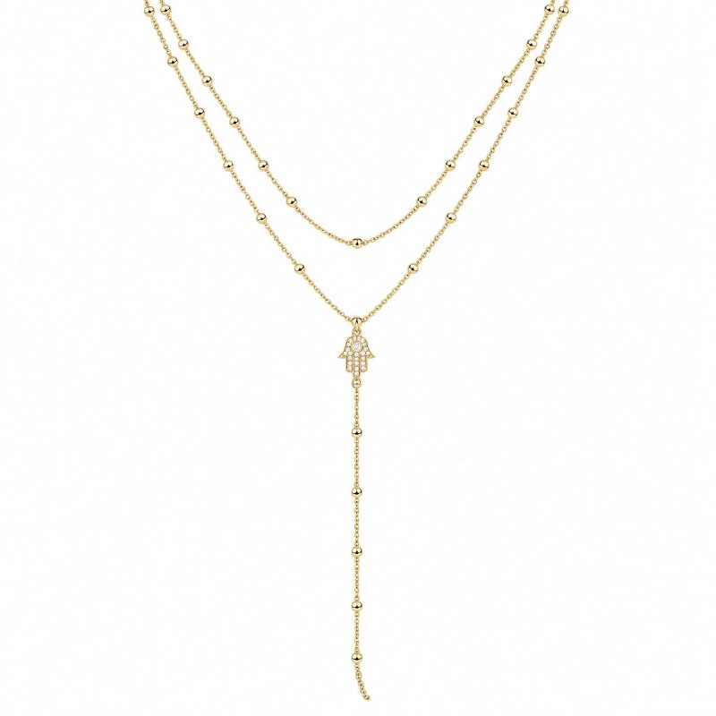 GARGANTILLA DE ENCHAPE PARA DAMA CON DISEÑO DE MANO DE FATIMA 2.3CM