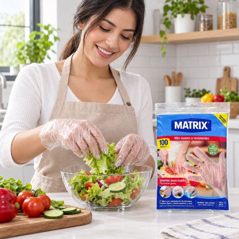 GUANTES DESECHABLES MULTIUSOS PLASTICOS MATRIX 100UND
