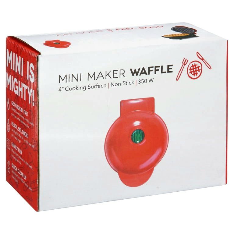 MAQUINA WAFFLERA, MINI MAQUINA ELECTRICA PARA HACER WAFFLES 350W, ANTIADHERENTE 10CM, LIMPIEZA FACIL MINI MAKER