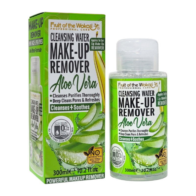 AGUA MICELAR DESMAQUILLANTE DE ALOE VERA,LIMPIA Y PURIFICA LA PIEL FRUIT OF THE WOKALI 300ML