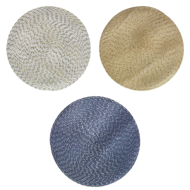 MANTEL PARA MESA REDONDO DE PVC DISEÑO TEJIDO TEXTURIZADO 38CM