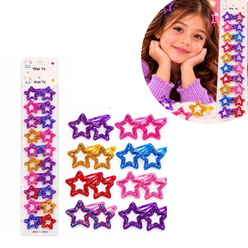 SET DE GANCHOS PARA EL CABELLO CON DISEÑO DE ESTRELLA PARA NIÑAS
