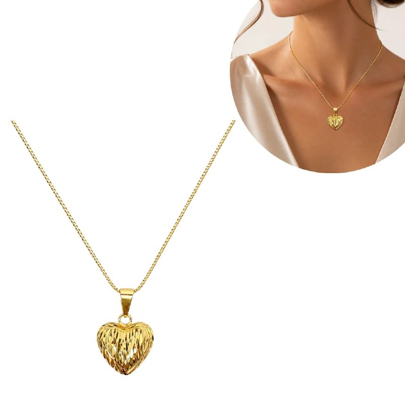 GARGANTILLA DE ENCHAPE PARA DAMA CON DISEÑO DE CORAZON 3CM