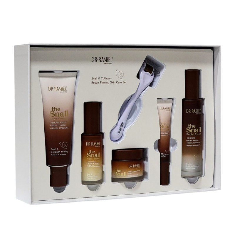 SET DE CUIDADO FACIAL DE CARACOL Y COLAGENO EFECTO REAFIRMANTE REPARADOR Y HIDRATANTE 6PCS DR RASHEL