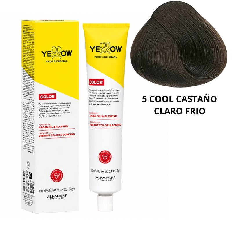 TINTE PERMANENTE PARA EL CABELLO CON ACEITE DE ARGAN Y ALOETRIX TONO 5 COOL CASTAÑO CLARO FRIO ALFAPARF 100ML