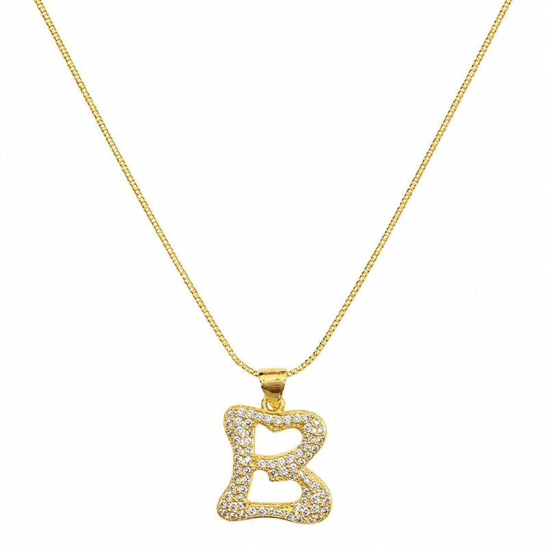 GARGANTILLA DE ENCHAPE PARA DAMA CON DISEÑO DE LETRA B 2.3CM