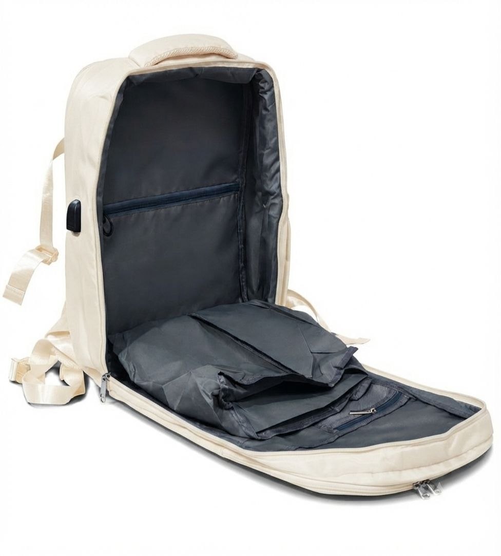 MOCHILA DE VIAJE ECONÓMICA MORRAL INTELIGENTE PARA EQUIPAJE DE MANO CON COMPARTIMENTO PARA LAPTOP Y CALZADO SOFIA ZUL 31X35X20 CM / 3 COLORES