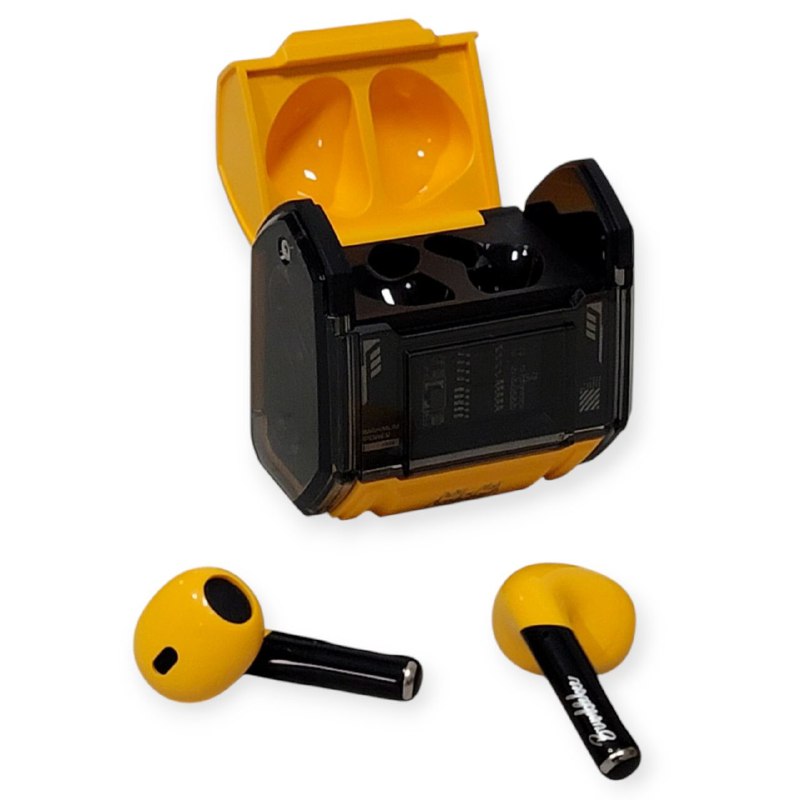 AUDIFONOS AURICULARES ORIGINALES INALAMBRICOS MG-C03, BATERIA ESTUCHE 5H, BATERIA AUDIFONOS 5H, BT V.5.4, DISTANCIA DE 10MTS, COMODO ESTABLE TRANSFORMERS RISE OF THE BEASTS BUMBLEBEE