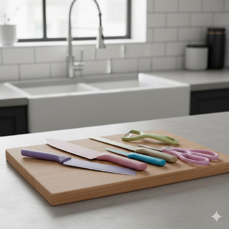 JUEGO DE CUCHILLOS DE COCINA DE 6 PIEZAS DE DIFERENTES COLORES ZENEOGK