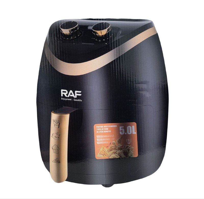 MAQUINA FREIDORA DE AIRE, HORNO DE AIRE CALIENTE, GRILL Y FREIDORA, 1500W, CIRCULACION AIRE 360 GRADOS, FACIL DE LIMPIAR, CAPACIDAD 5L RAF AIR FRYER