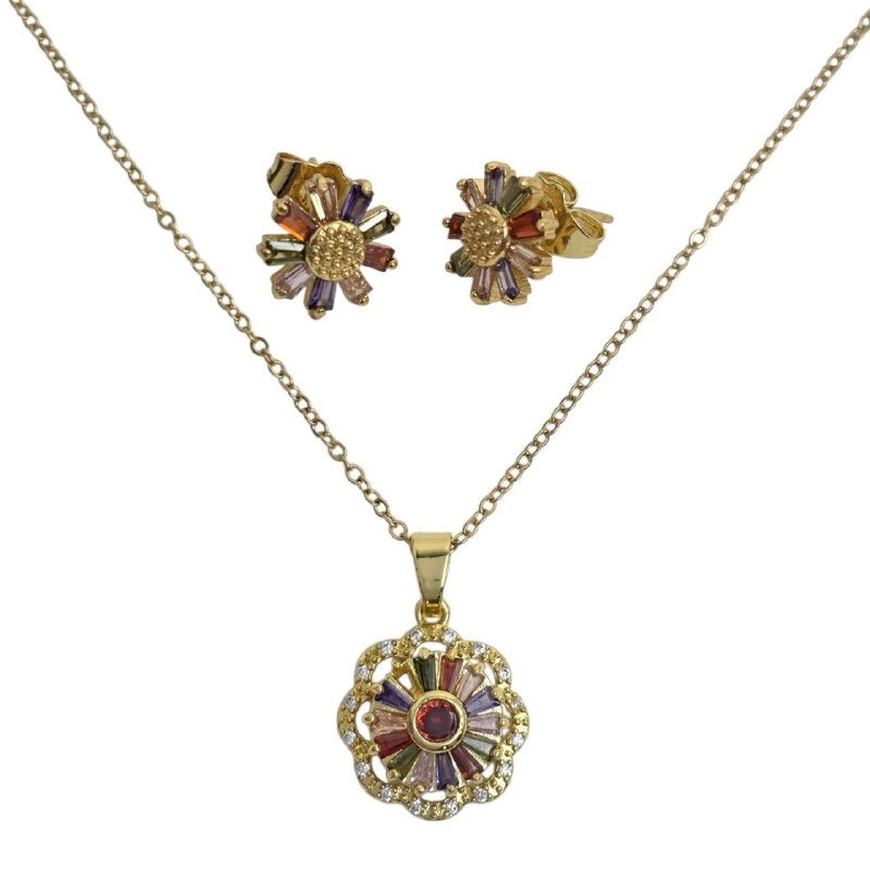 SET DE ENCHAPE PARA DAMA CON DISEÑO DE FLOR MULTICOLOR