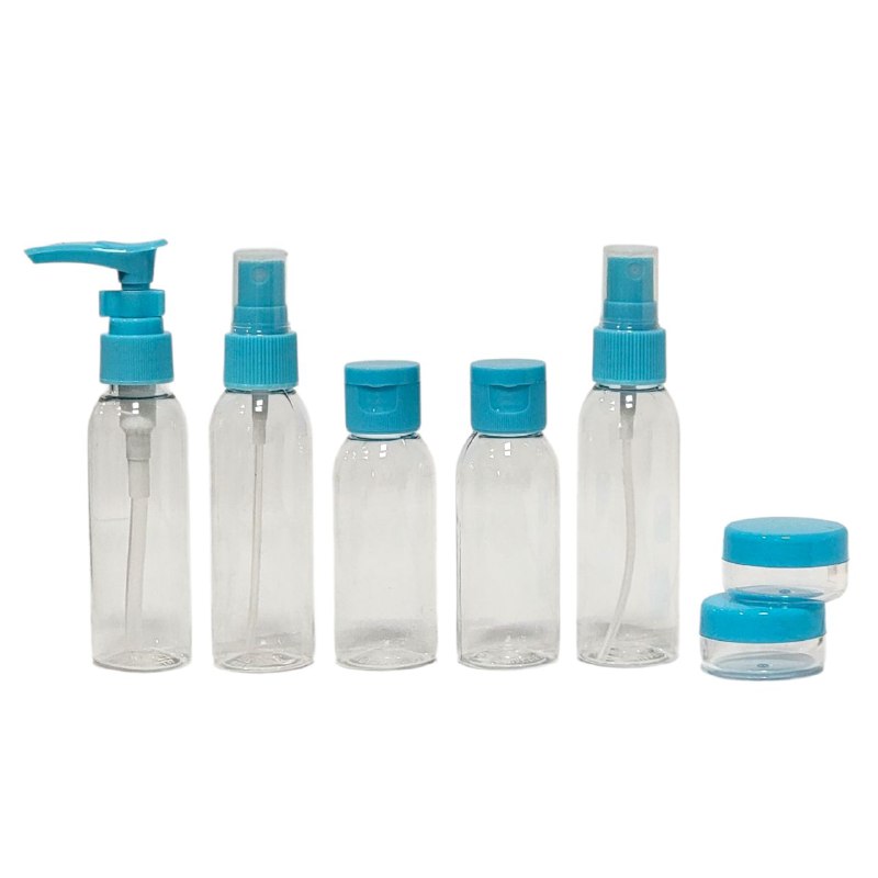 SET PARA VIAJAR VACIAS, EFICIENCIA DE ALMACENAMIENTO COMODO DE 7 PIEZAS, PARA LIQUIDOS Y CREMAS PARA VIAJES EMPTY BOTTLE