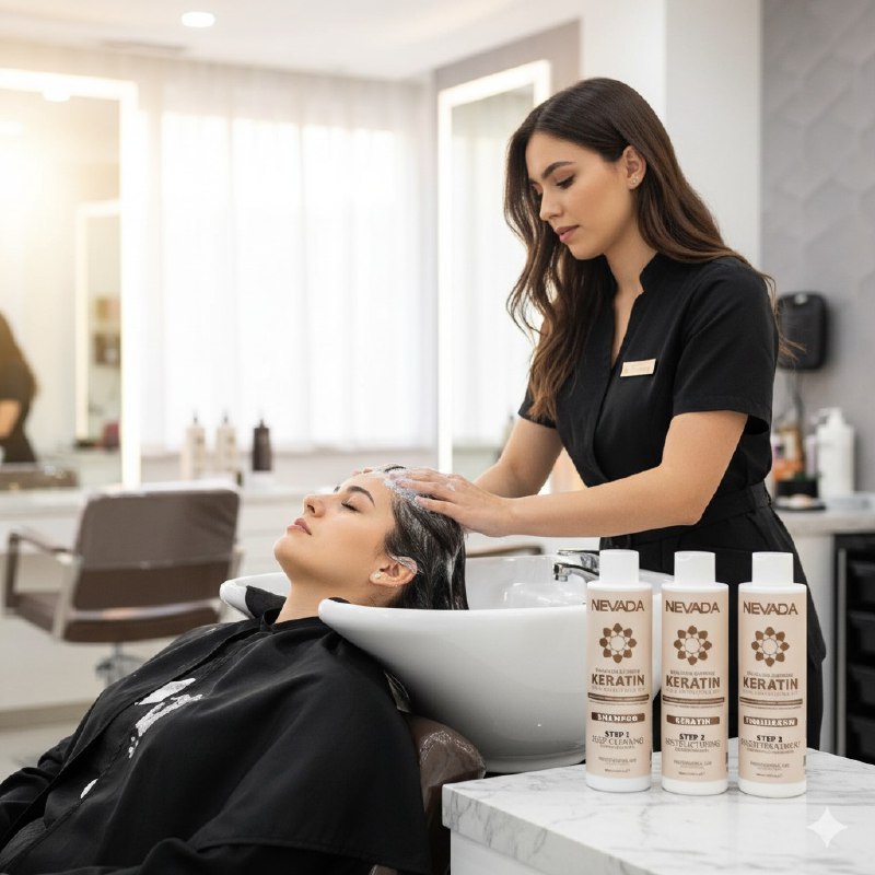 SET DE TRATAMIENTO PARA EL CABELLO PARA ALISADO BRASILEÑO CON QUERATINA Y KARITE 3PCS NEVADA 100MLX3