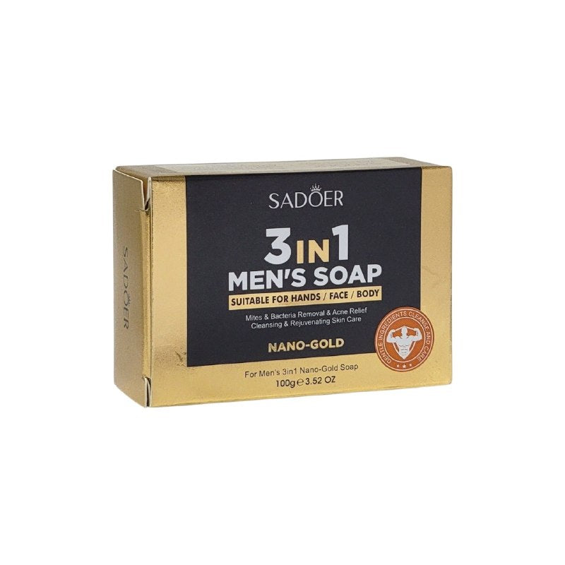 JABON MULTIFUNCIONAL PARA HOMBRES 3 EN 1 PARA MANOS, ROSTRO Y CUERPO QUE ELIMINA ACNE Y REJUVENECE SADOER 100G