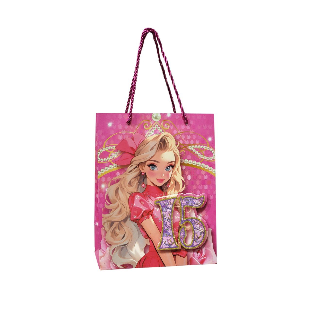 BOLSA DE REGALO PARA 15 AÑOS PEQUEÑA  23x18x10CM