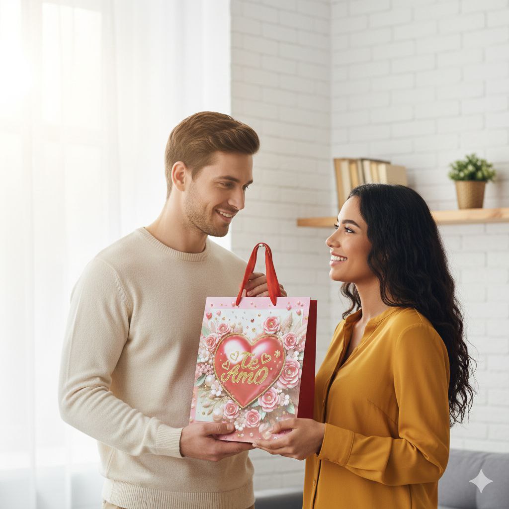 BOLSA DE REGALO DE SAN VALENTIN MEDIANA 32X26X10CM