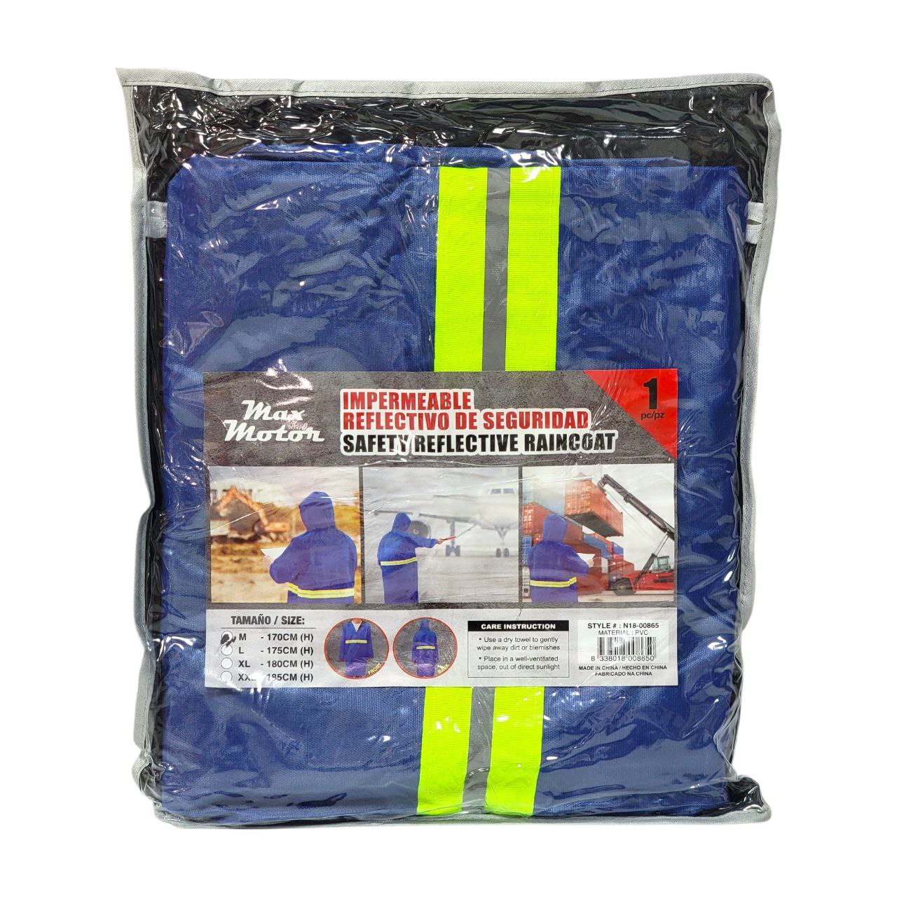 CAPA DE SEGURIDAD IMPERMEABLE Y REFLECTIVA  MAX MOTOR 4 TALLAS DISPONIBLES