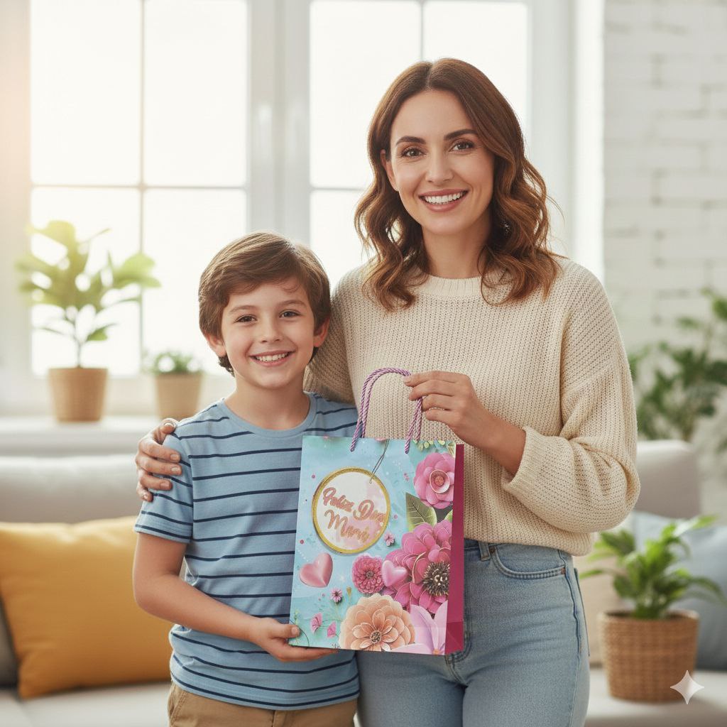 BOLSA DE REGALO PARA MAMÁ MEDIANA 32X26X10CM