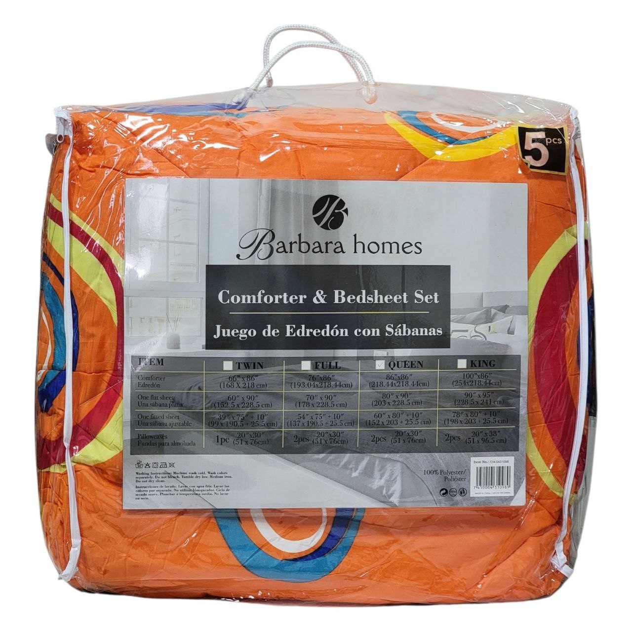 JUEGO DE SABANAS CON EDREDON QUEEN BARBARA HOME 5PCS