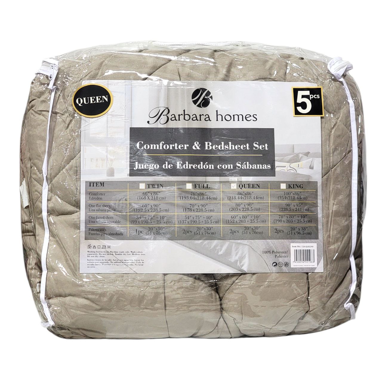 JUEGO DE SABANAS CON EDREDÓN BARBARA HOMES 5PCS