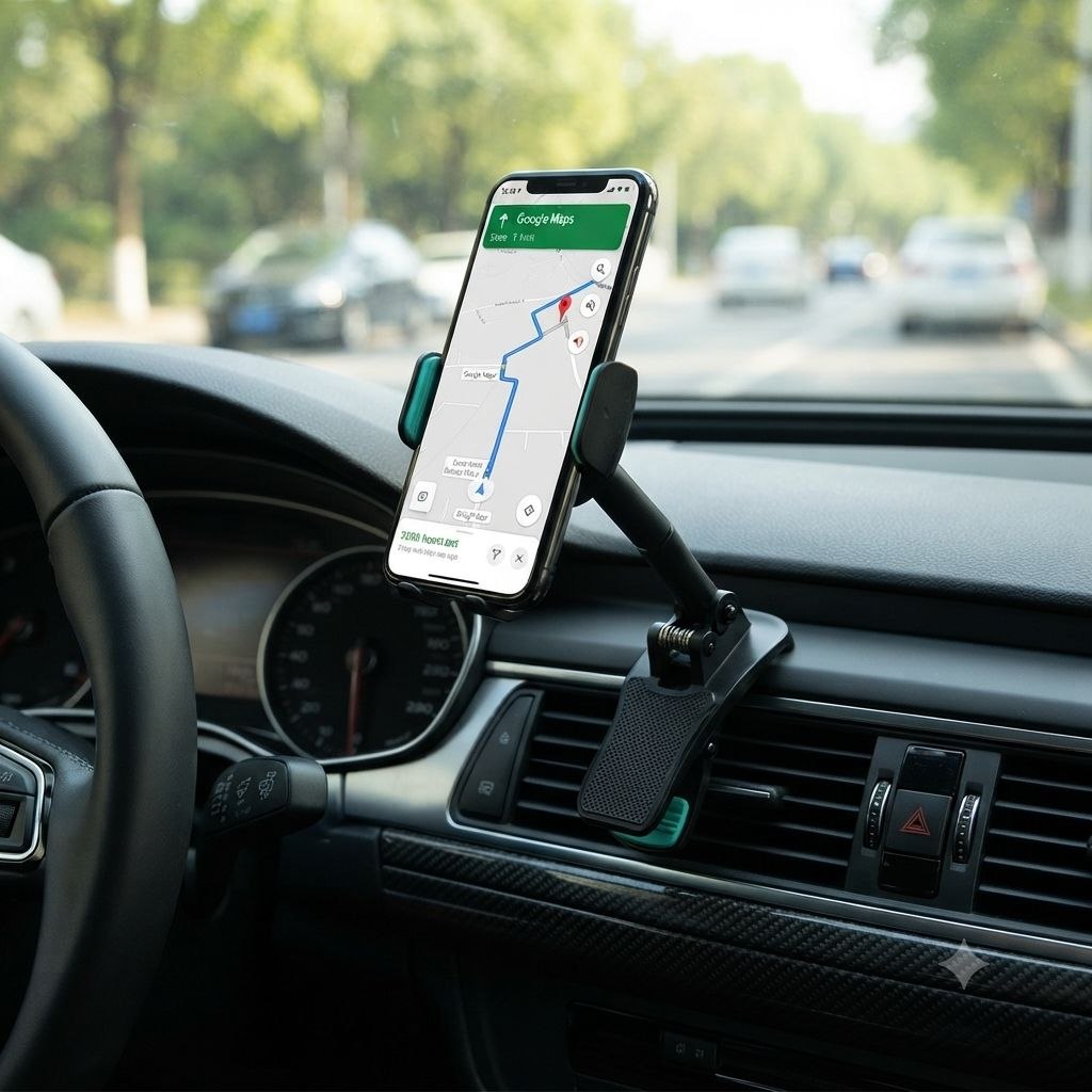 SOPORTE DE CLIP AJUSTABLE CON ROTACIÓN DE 360° PARA TELÉFONO EN TABLERO DE AUTOMÓVIL