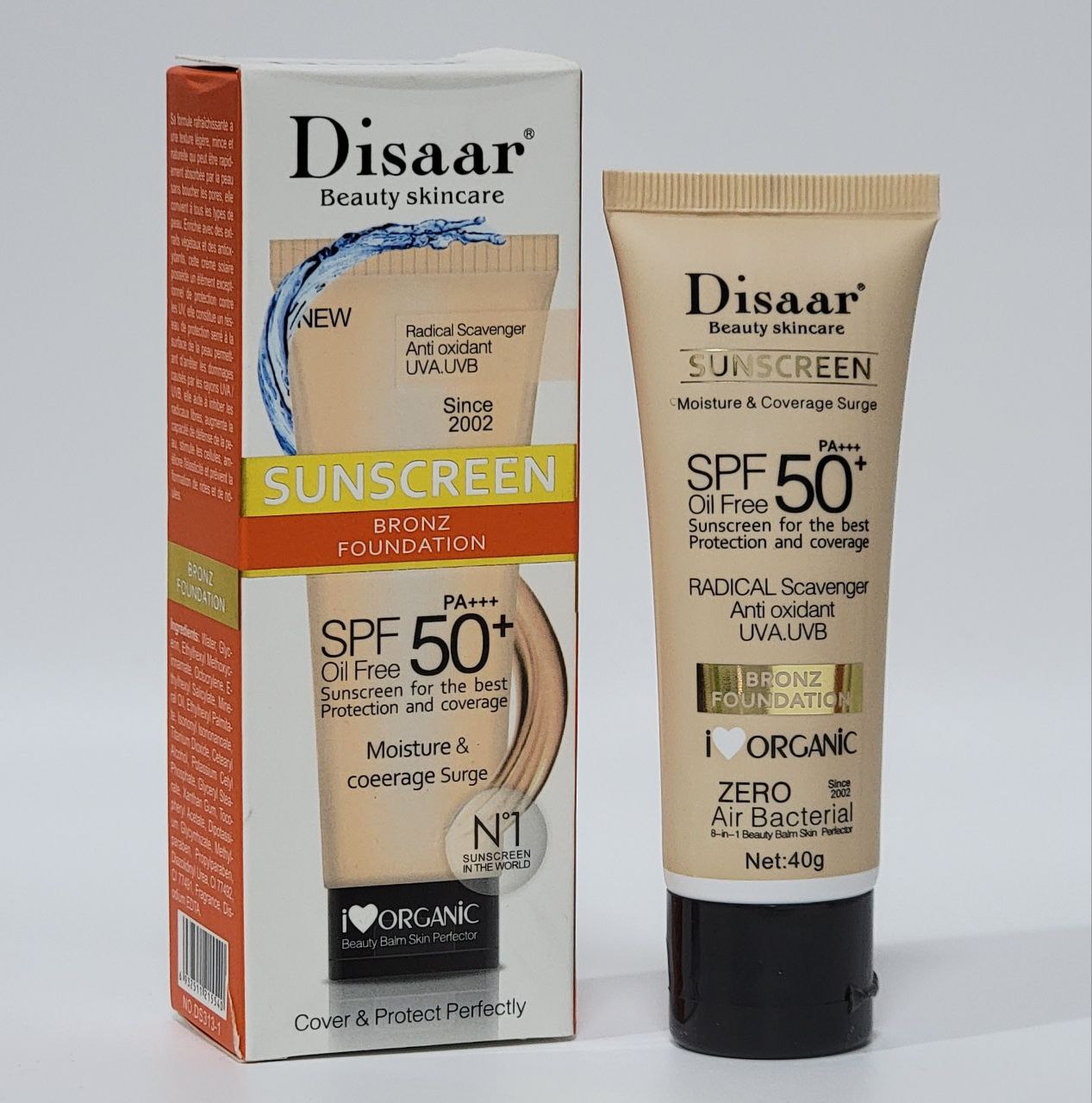 PROTECTOR SOLAR EN CREMA CON COLOR Y TRATAMIENTO ANTIEDAD SPF 50 DISAAR BEAUTY SKINCARE 40G
