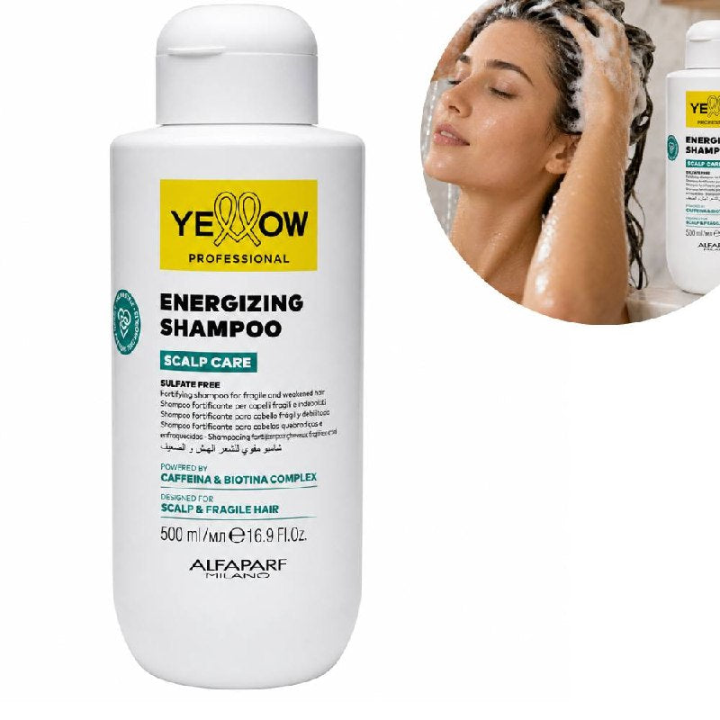 SHAMPOO ENERGIZANTE SCALP CARE SIN SULFATOS, CAFEÍNA Y BIOTINA YELLOW PROFESSIONAL 500ML 1 UND