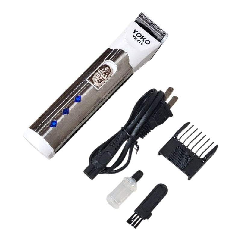 MAQUINA CORTADORA DE PELO PROFESIONAL RECARGABLE, CAMBIO FACIL DE LONGITUD, VARIOS ACCESORIOS, INTERRUPTOR PUILSADOR FACIL OPERACION YOKO YK-678
