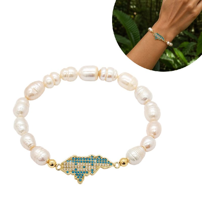 PULSERA DE ENCHAPE ELASTICA PARA DAMA CON DISEÑO DE HONDURAS