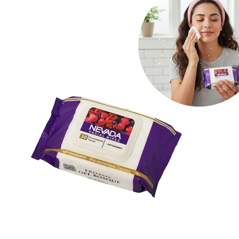 TOALLITAS HUMEDAS FACIALES LIMPIADORAS DE FRUTOS DEL BOSQUE NEVADA 30UND